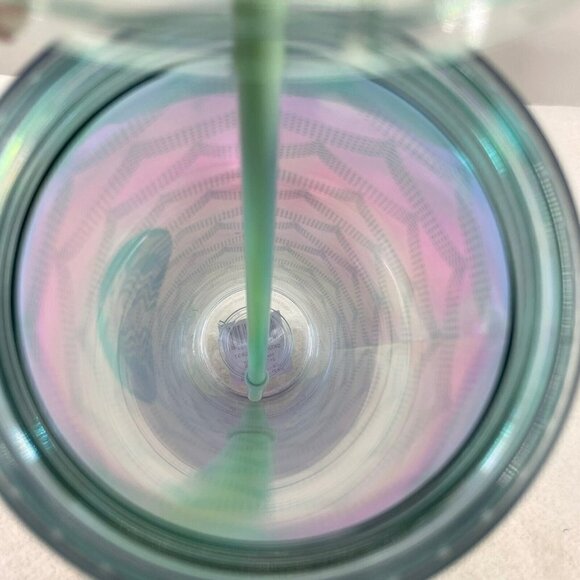 Starbucks Cold Tumbler Iridescent Blue Green Geometric Scales 24oz Acrylic - Picture 5 of 5